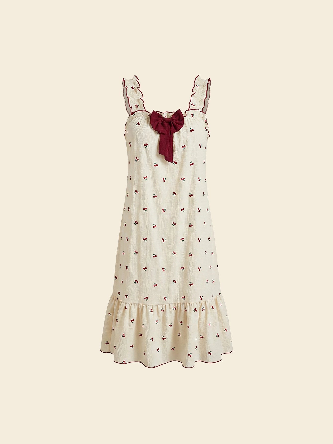 SHEIN Women's CottageSlumber Floral Bowknot Ruffle Loose Fit Babydoll Nightgown
