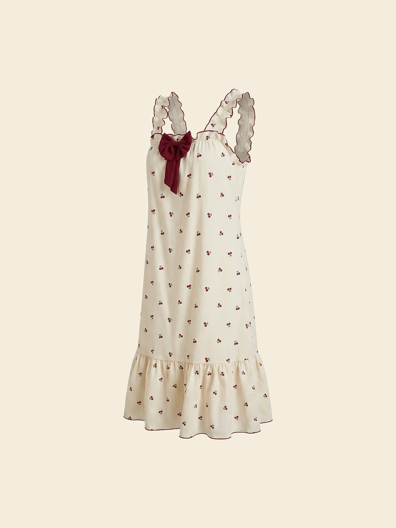 SHEIN Women's CottageSlumber Floral Bowknot Ruffle Loose Fit Babydoll Nightgown