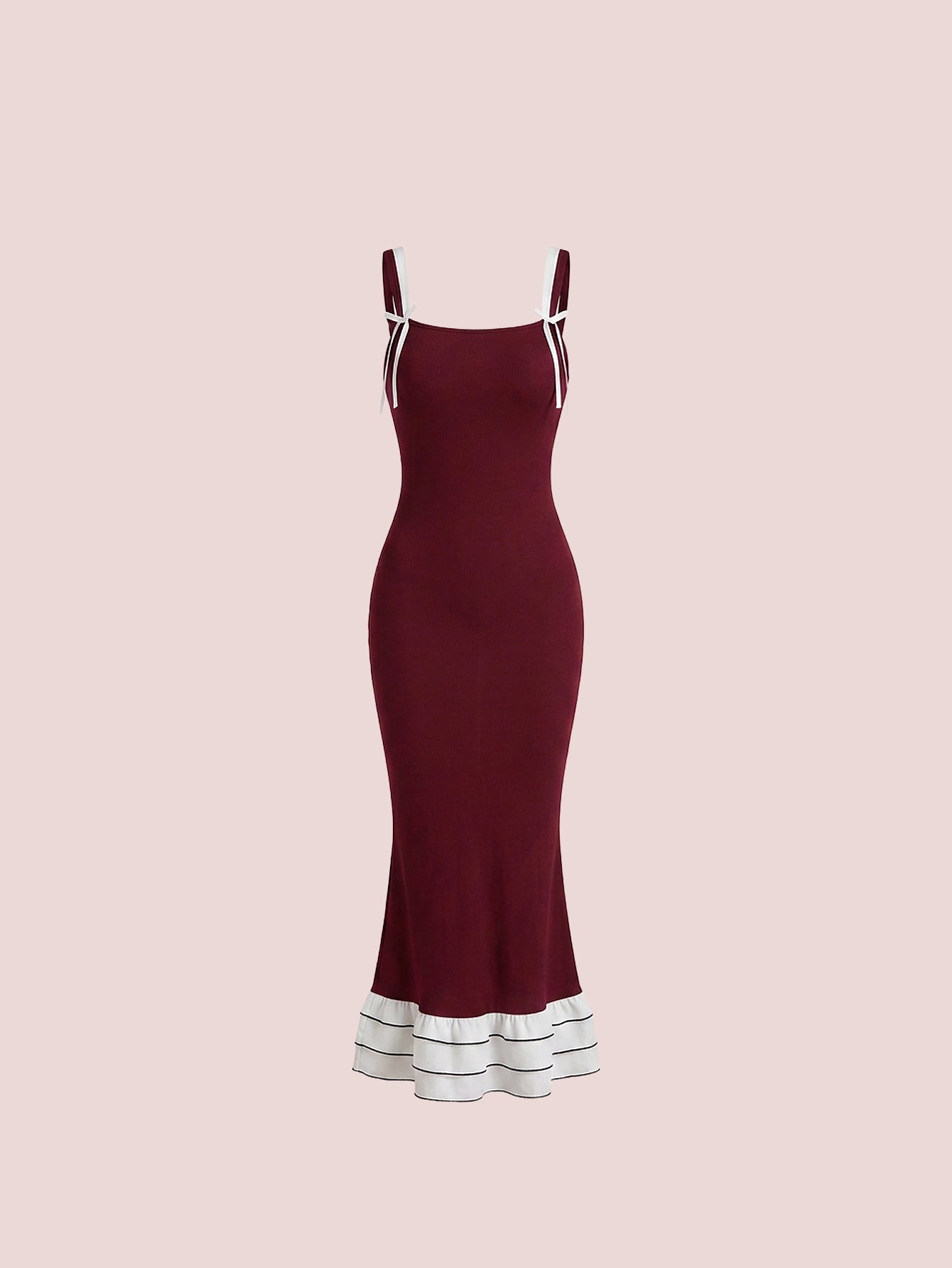 SHEIN Women's Burgundy Snug Zone Elegant Charming Casual Loungewear Dress