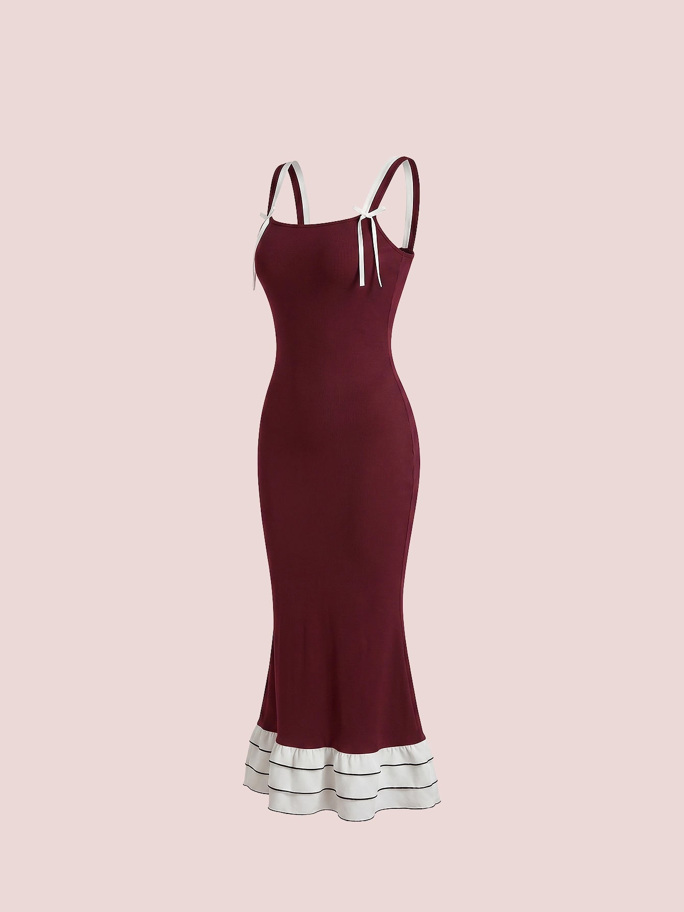 SHEIN Women's Burgundy Snug Zone Elegant Charming Casual Loungewear Dress