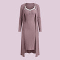 SHEIN Women's Snug Zone Contrast Lace Cami Nightgown With Robe Pajama Set