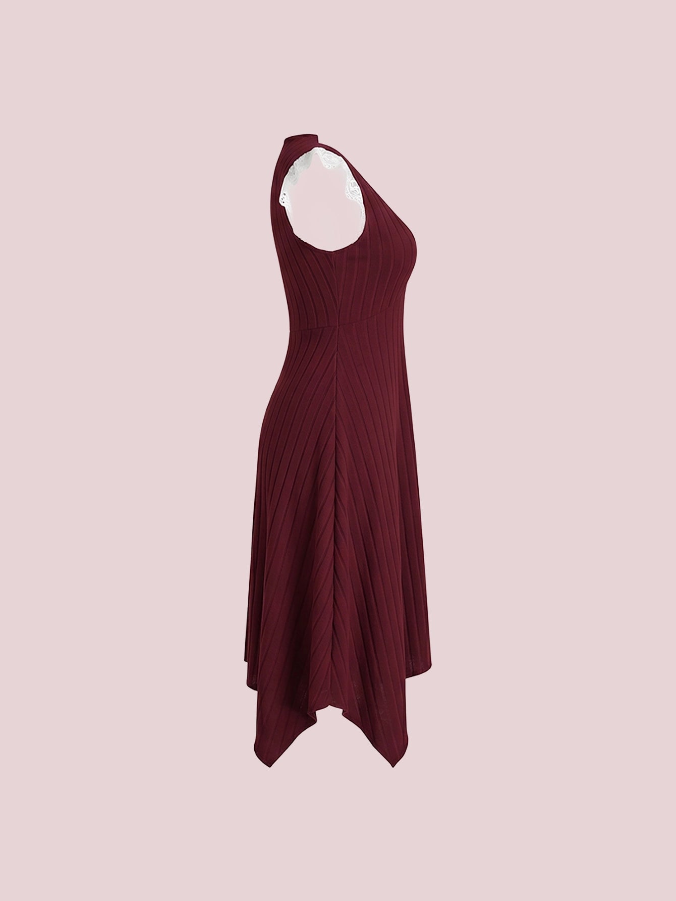 SHEIN Women's Snug Zone V-Neck Lace Trim Asymmetric Hem Elegant Nightgown