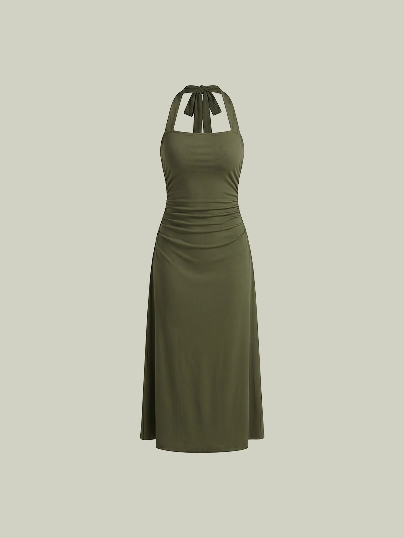 SHEIN Women's Solid Color Waist Ruched Cinched Waist Spaghetti Strap Nightgown