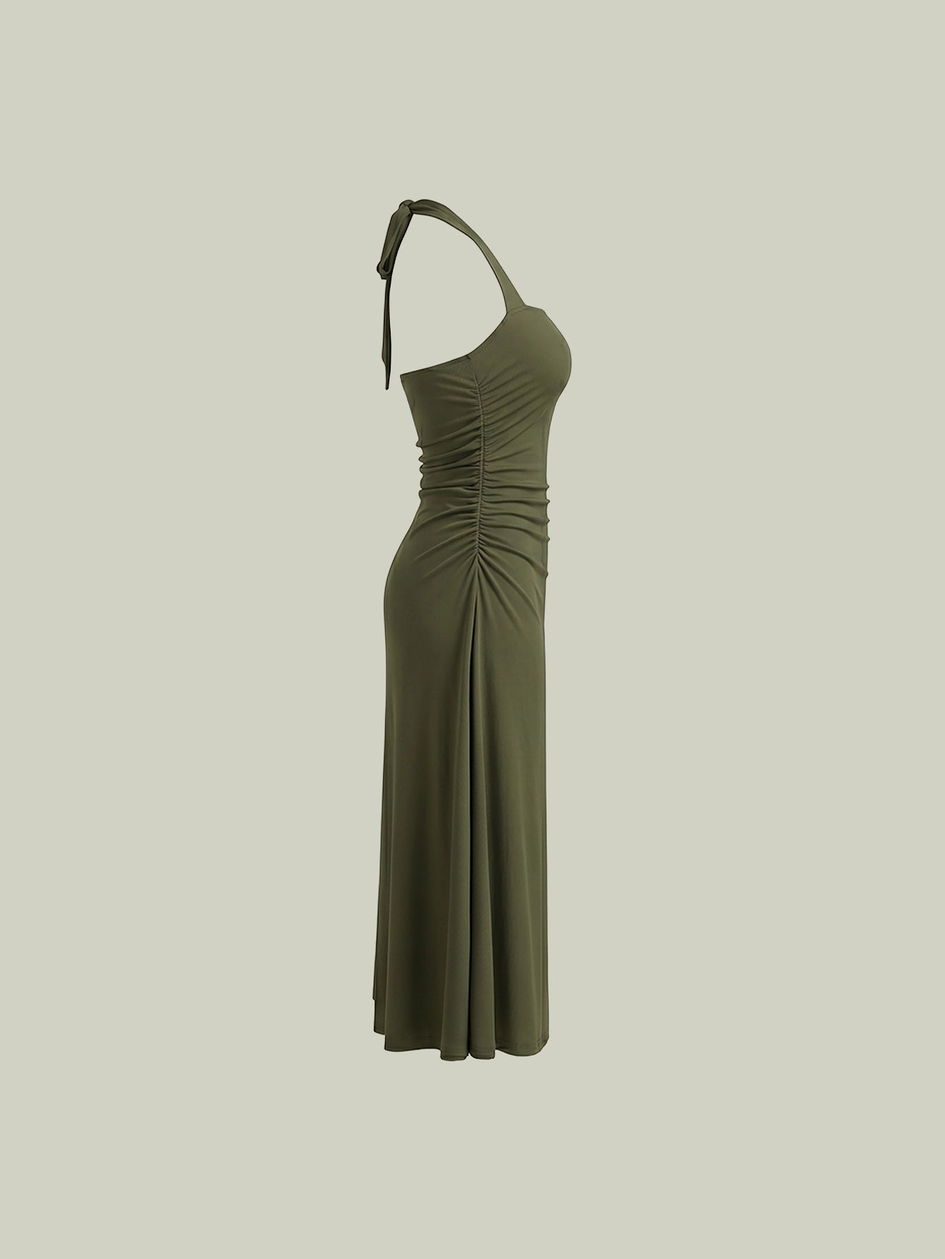 SHEIN Women's Solid Color Waist Ruched Cinched Waist Spaghetti Strap Nightgown