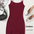 SHEIN EZwear Split Hem Rib Knit Casual Dress