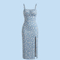 SHEIN Women's EZwear Printed Knit Spaghetti Strap Split Hem Summer Vacation Dress