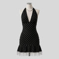 SHEIN Sweetina Polka Dot Deep V-Neck Mini Vacation Rave