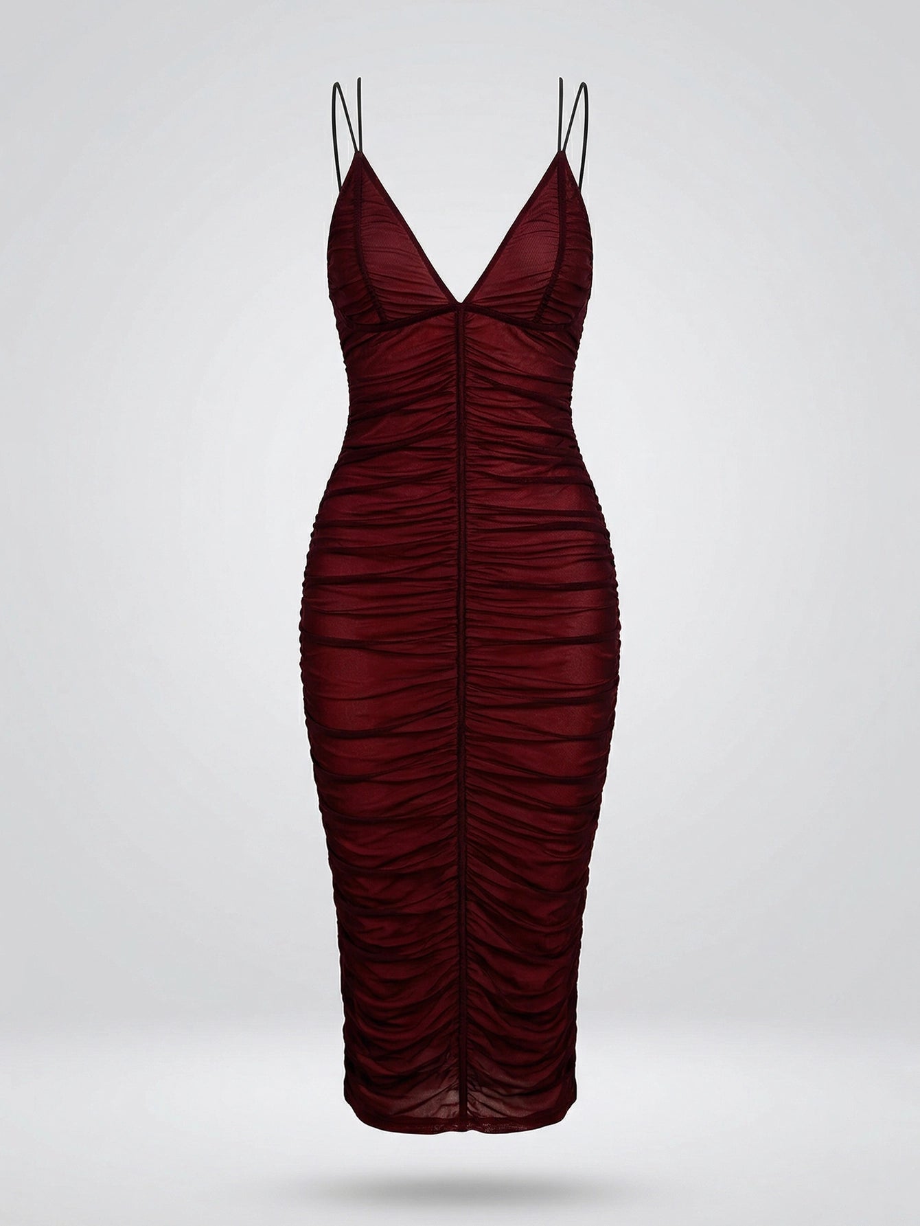 SHEIN Dress Sexy Backless Spaghetti Strap V-Neck Ruffle Midi