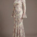 SHEIN Dress Dazy Mid-Length Floral Print Elegant Off-Shoulder
