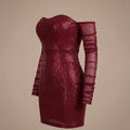 SHEIN Dress Dazy Encore Red Sequin Fitted Off-Shoulder Dress