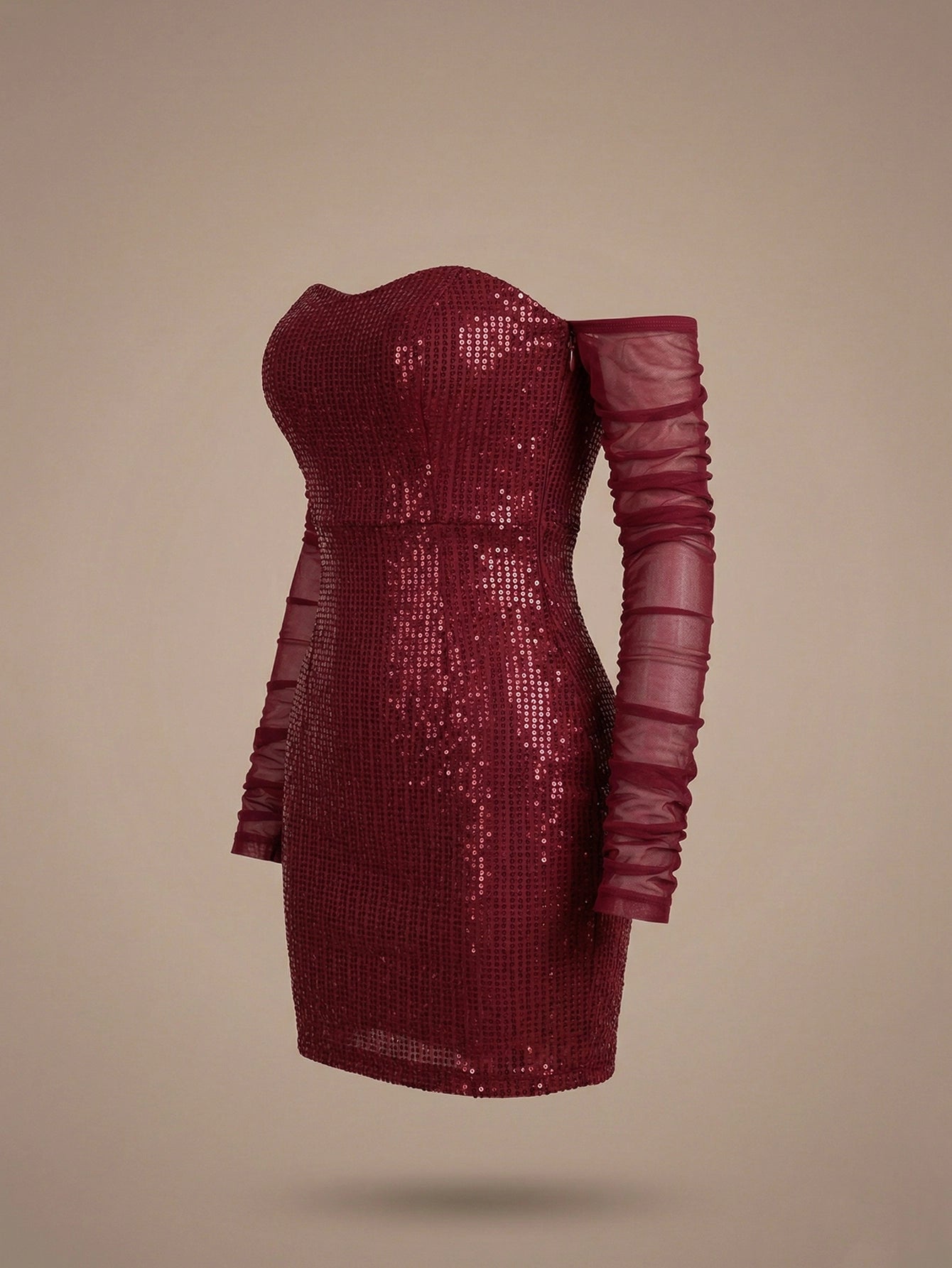 SHEIN Dress Dazy Encore Red Sequin Fitted Off-Shoulder Dress