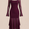 SHEIN Dress Dazy Purple Mermaid Tail Mesh Flare Sleeve Dress