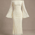 SHEIN Dress Vintamour Vintage Elegant Knitted Lace Off-Shoulder Dress