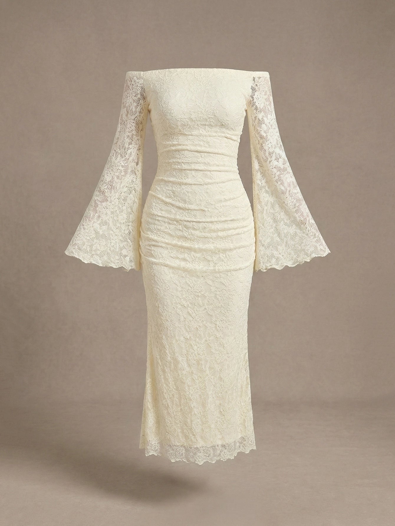 SHEIN Dress Vintamour Vintage Elegant Knitted Lace Off-Shoulder Dress