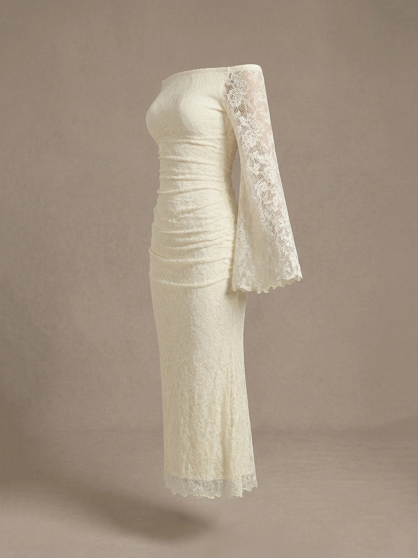 SHEIN Dress Vintamour Vintage Elegant Knitted Lace Off-Shoulder Dress