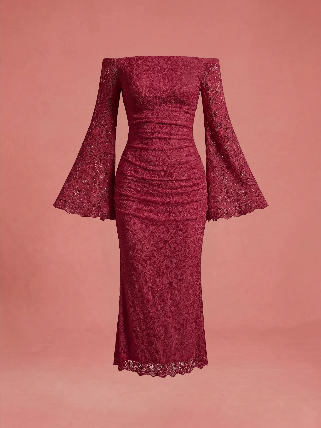 SHEIN Dress Vintamour Vintage Elegant Knitted Lace Off-Shoulder Dress