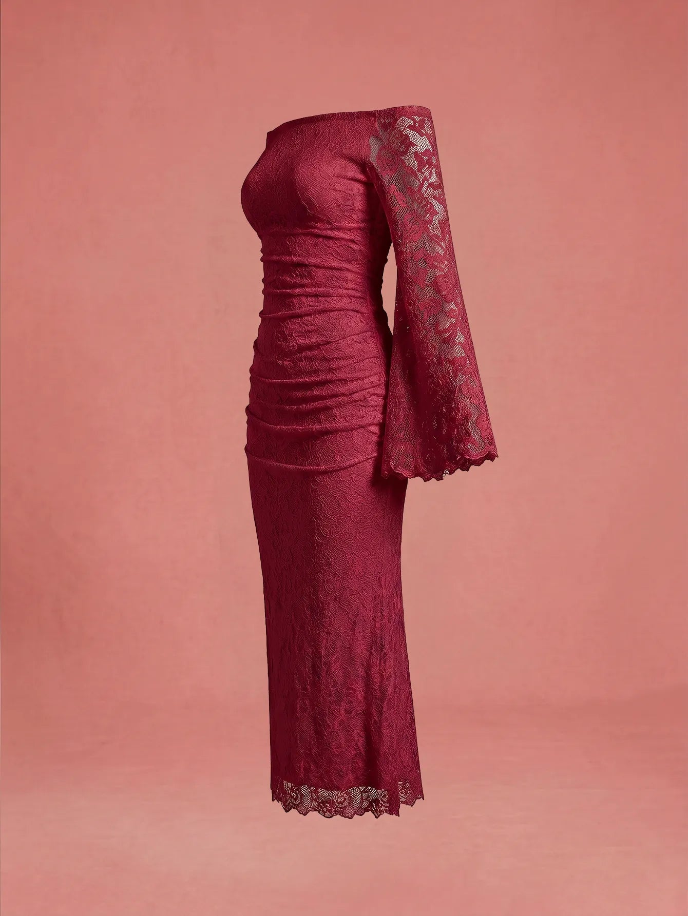 SHEIN Dress Vintamour Vintage Elegant Knitted Lace Off-Shoulder Dress