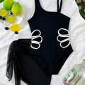 SHEIN One-piece swimsuit with a small floral print and tulle skirt