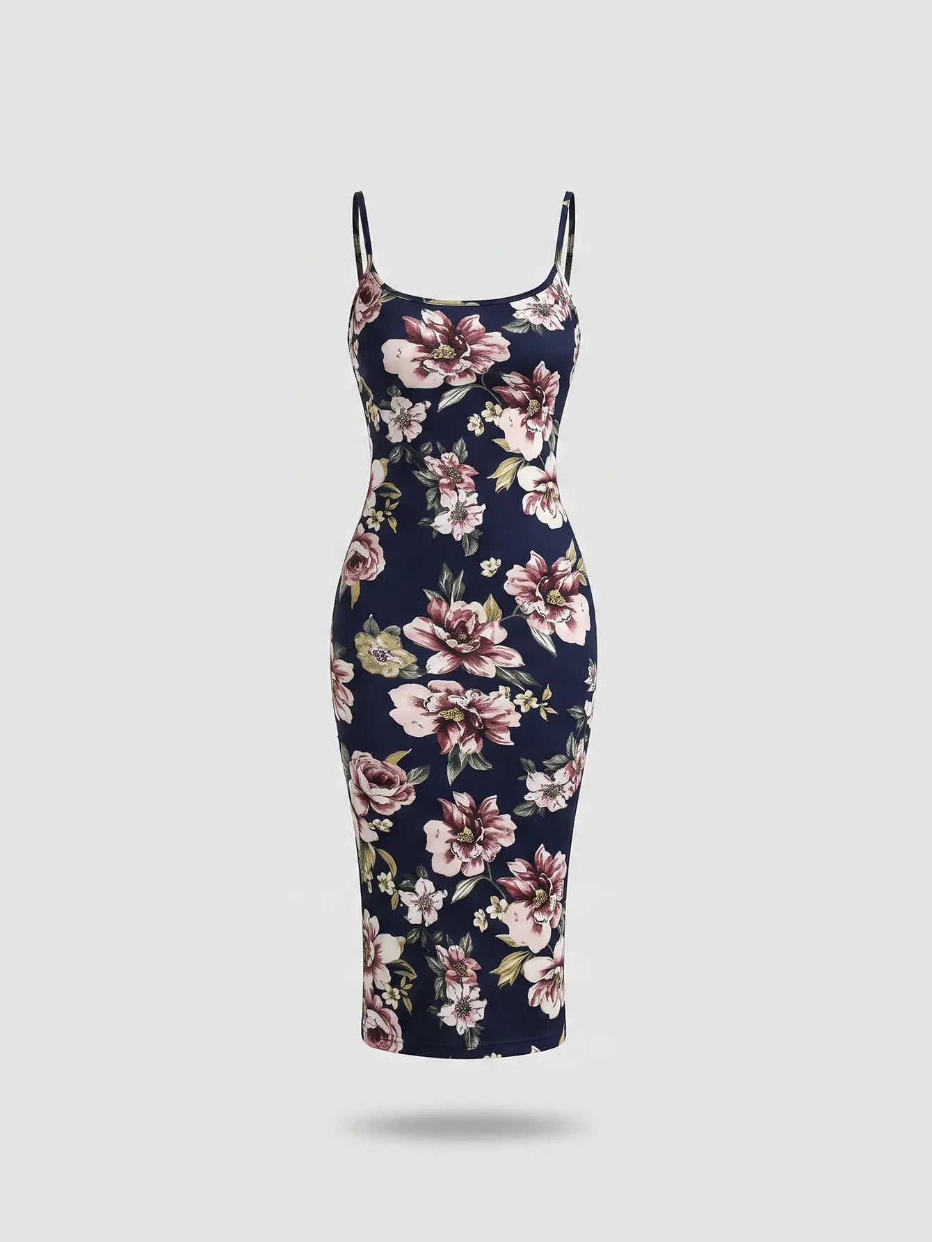 SHEIN Privé Floral Print Cami Dress with Slit Hem