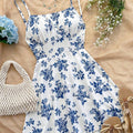 Soleia Floral A-Line Mini Dress with Open Back Design
