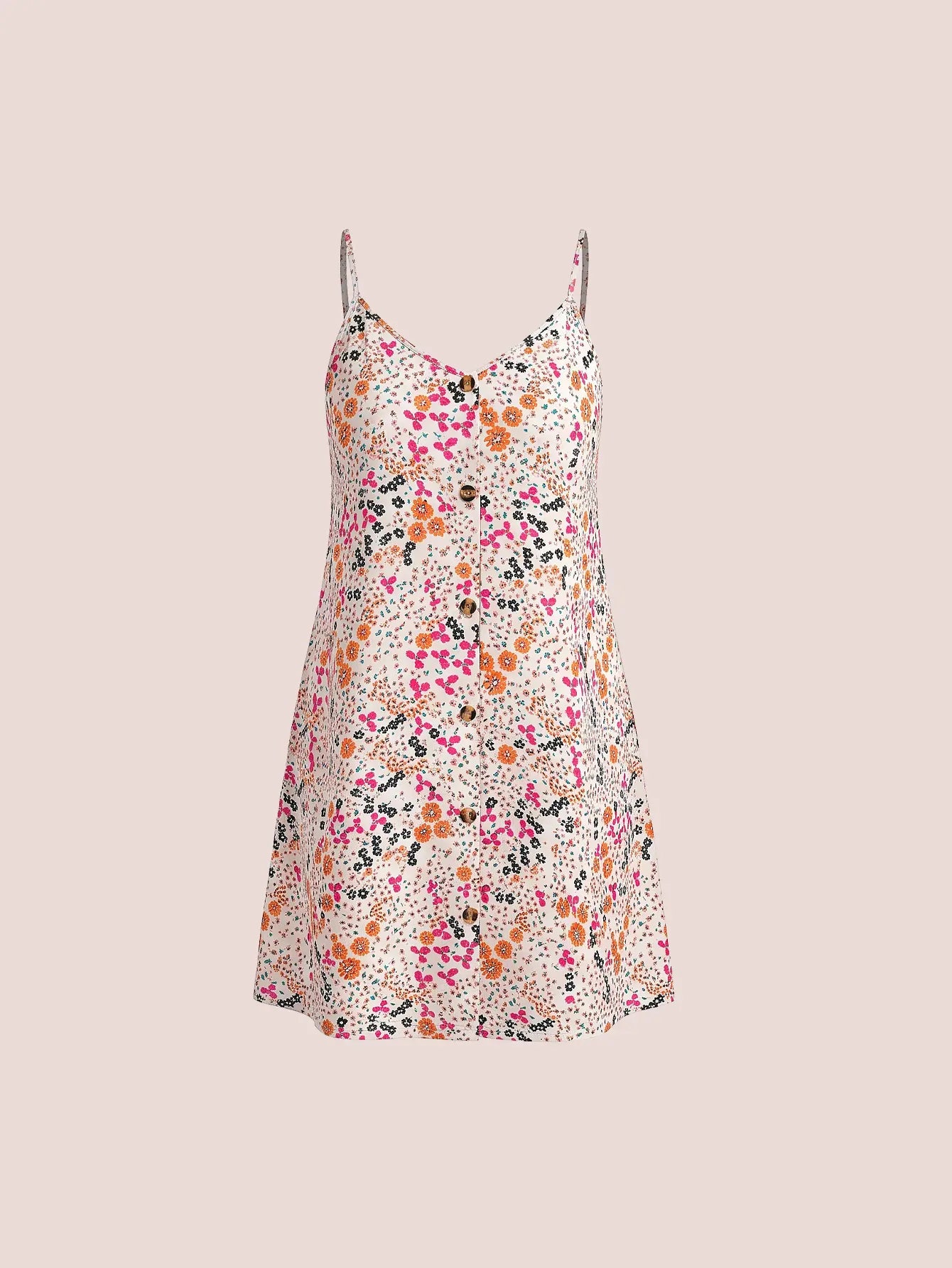 SHEIN VCAY Plus Size Floral Striped Casual Dress with Front Ties