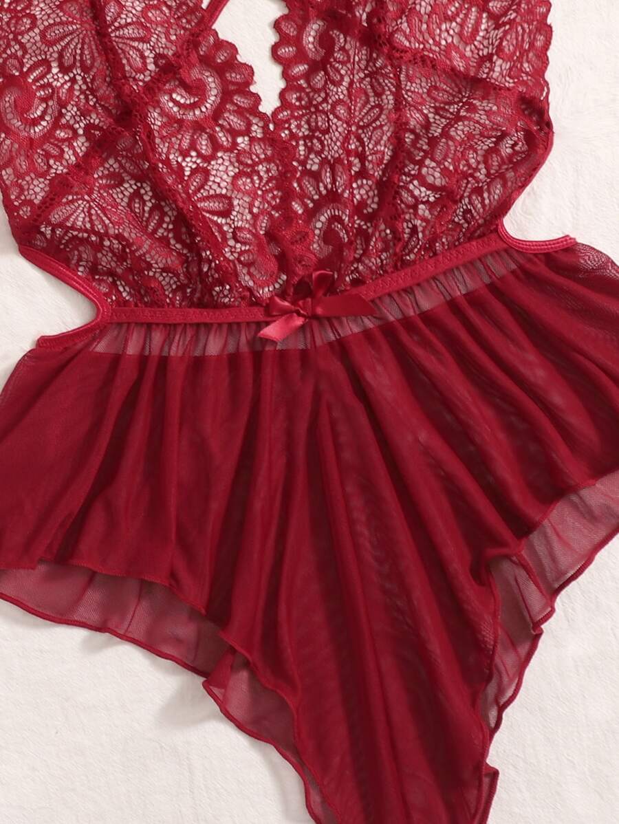 SHEIN MAROON and GREEN Bodysuit with colorful embroidery and open back cross design