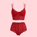 SHEIN Lace Lingerie Set, Two-Piece Red Lingerie Set with Bow