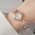 Quartz watch with a round pointer decorated with flowers, a gift for students returning to school