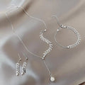 SILVER 4-piece faux pearl embellishment jewelry set (Copy)