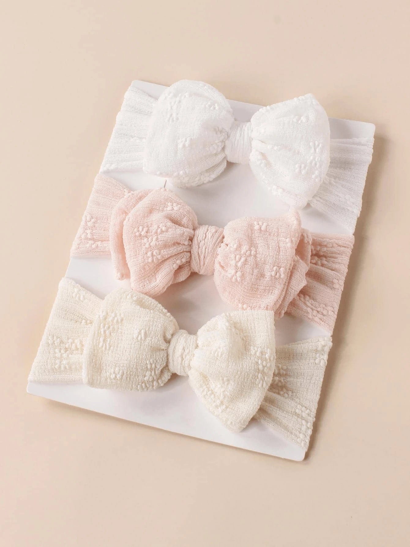 SHEIN 3pcs Baby Double Layer Bow Design Elastic Hair Bands Valentine Style Accessories