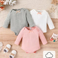 SHEIN Baby Girl 3pcs Ribbed Knit Bow Front Bodysuit