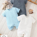 SHEIN 3pcs Newborn Baby Ribbed Short Sleeve Romper Set