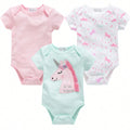 SHEIN Baby Girl Summer Short Sleeve Unicorn Print Bodysuit