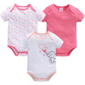 SHEIN Baby Girls' Summer Short Sleeve Elephant & Heart Print Bodysuit