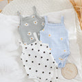 SHEIN 3pcs Newborn Baby Girls Summer Knitted Plaid Floral Bodysuit Set