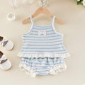 SHEIN 2pcs Stylish Striped Camisole and Shorts Summer Outfit Set