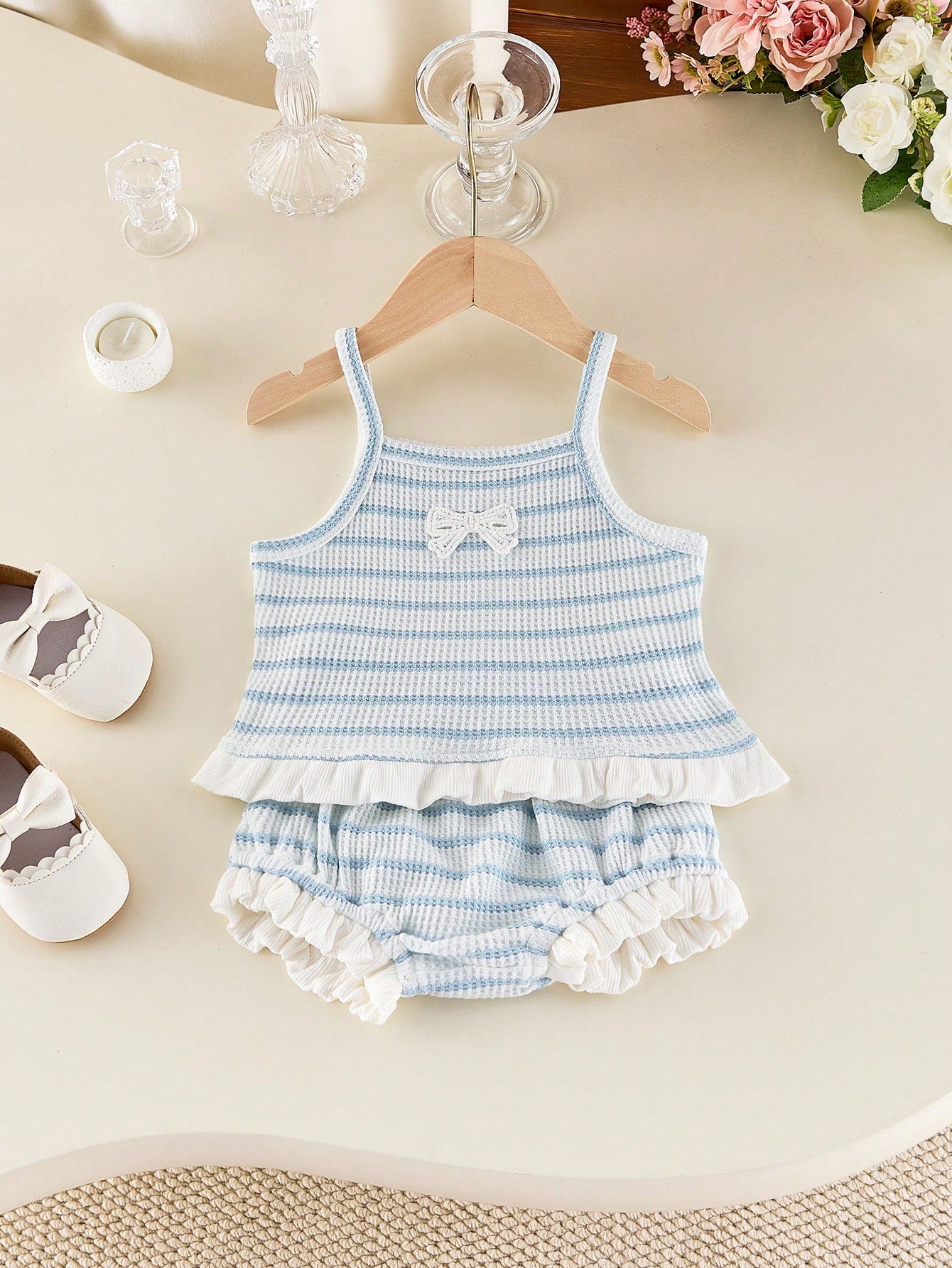 SHEIN 2pcs Stylish Striped Camisole and Shorts Summer Outfit Set