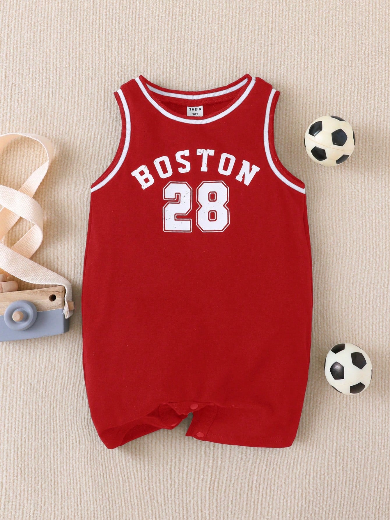 SHEIN Baby Boy Casual Sports Crotch Open Shortalls with Letter Print for Summer