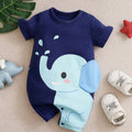 SHEIN Yierying Baby Boy Casual Elephant Graphic Summer Jumpsuit Comfortable Outdoor Outfit