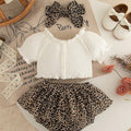 SHEIN Baby Girl Ruffle Top Leopard Bloomer Romper Set