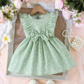 SHEIN Baby Girl Daisy Sleeveless Bow Dress Outing Set