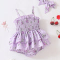 SHEIN Baby Girl Summer Spaghetti Strap Ruffled Hem One-Piece Bodysuit Set