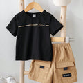 SHEIN Boys Letter Print T-Shirt And Cargo Shorts Set