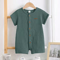 SHEIN Newborn Baby Boy Solid Romper And Shorts Set