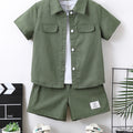 SHEIN Boys Letter Print Shirt And Shorts Set