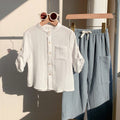 SHEIN Boys White Polo Shirt And Solid Pants Set