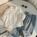SHEIN Boys White Polo Shirt And Solid Pants Set
