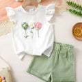 SHEIN Girls Floral Cap Sleeve Top And Shorts Set