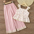 SHEIN Girls Floral Lace Camisole Top and Pants Set