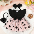 SHEIN Baby Girl Floral Mesh Princess Dress and Headband
